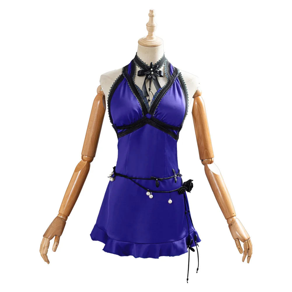 Final Fantasy Remake Tifa Cosplay Blue Ceremonial Dress Costume Accessories Outfits Adult Women Girls Halloween Carnival Suit