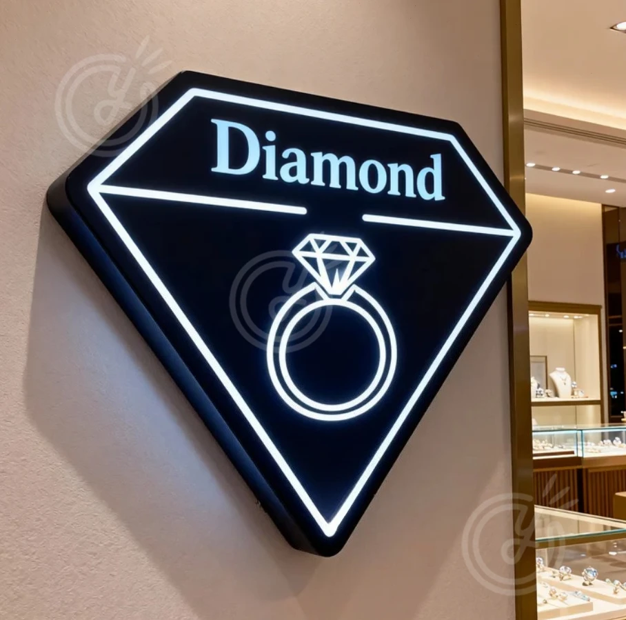 Custom Personalized Light Box Sign Personalized 3D Lightbox Wall Decor LED Backlit Business Advertising Logo Sign Metal Sign