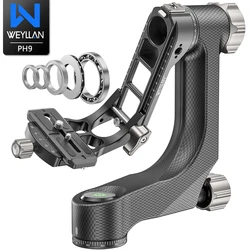 WEYLLAN Professional Gimbal Tripod Head PH9 Carbon Fiber Heavy Duty Arca Swiss Q.R Plate Max Load 20kg for Camera Telescope New