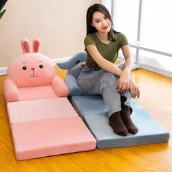 Sofá cama plegable pequeño, cojín de Asiento desmontable y lavable, patrón de dibujos animados lindo e interesante para niñas, sofá de sala de estar