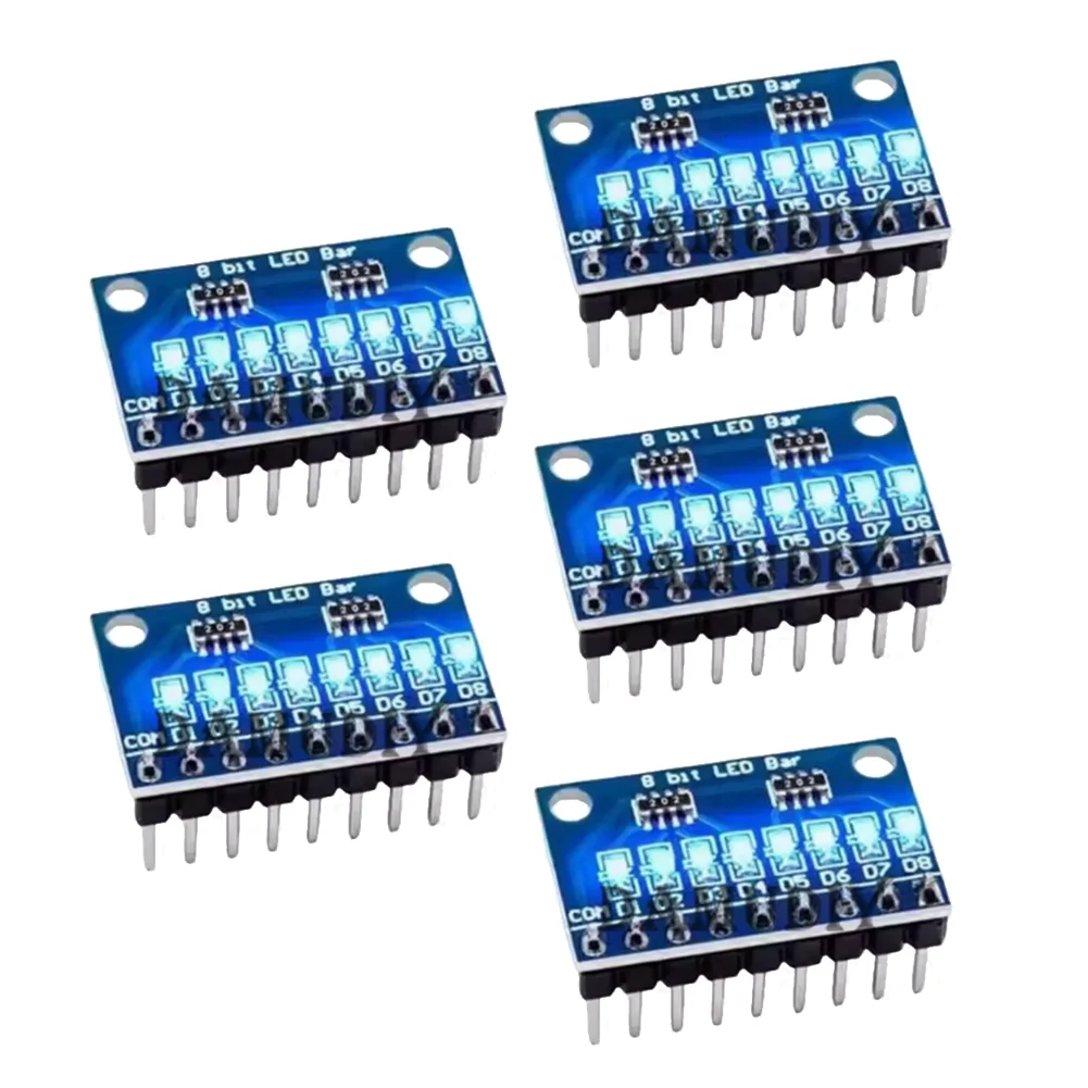 5PCS 8-Digit LED Indicator Light Module for MCU and ARM Boards Breadboard Mounting Signal Monitoring DC 3V-24V