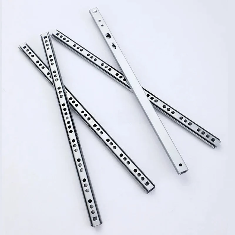 1 Pair 17mm Wide Steel Ball Bearing Drawer Slide-Two-Segment Ball Rail for Furniture/Drawer(Durable, Smooth Operation, Foldable)