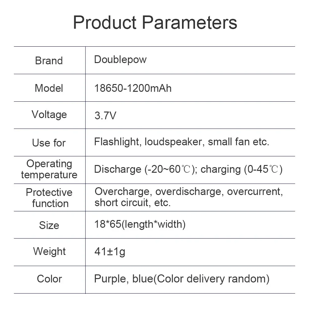 NEW Doublepow 18650 battery 3.7V 1200mAh  Li-ion rechargeable  battery TURE CAPACITY FOR LANTERN