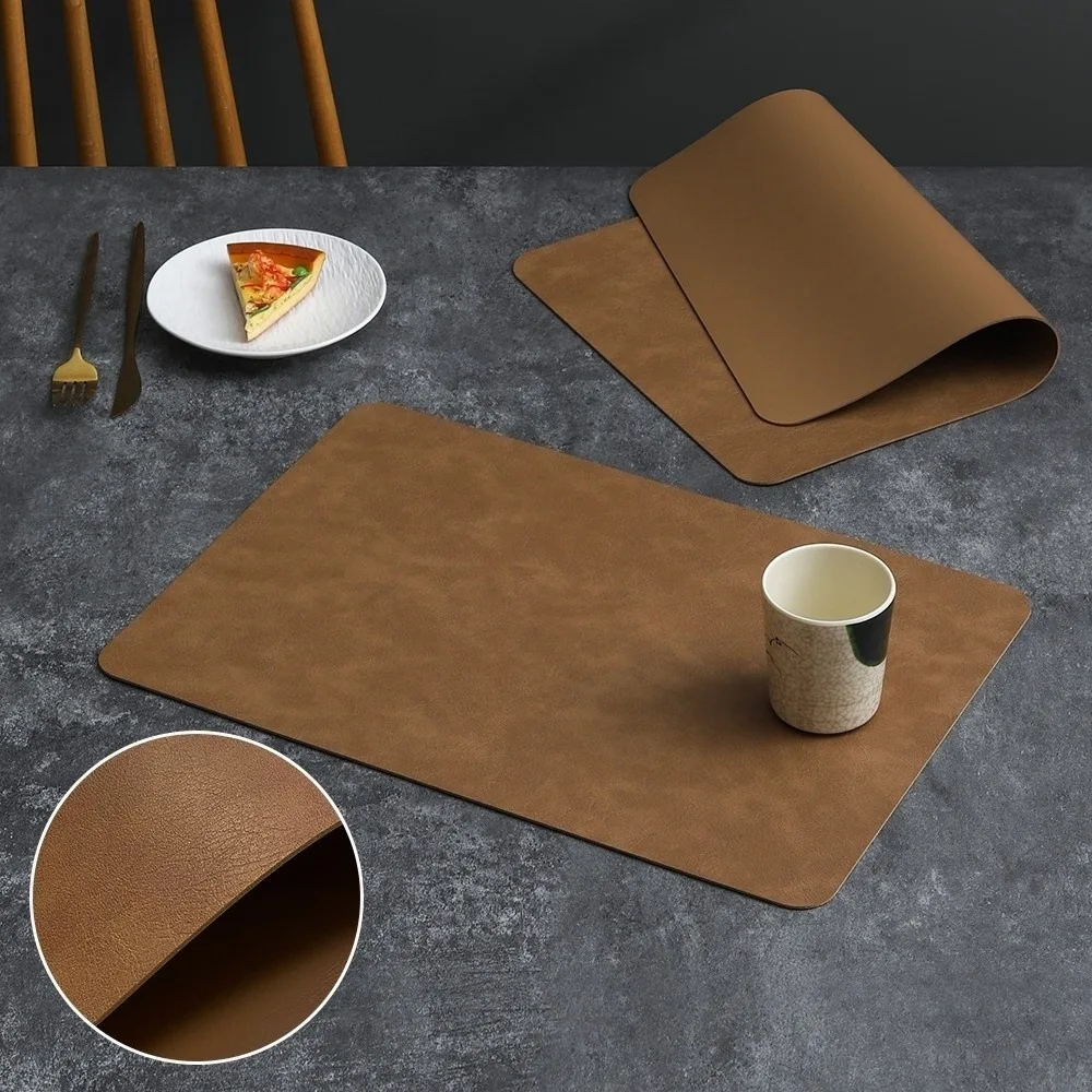 Luxury Placemat Waterproof Leather Western Food Mat Double Layer Heat-Resistant Hotel Insulation Mat Dinning Table Decoration