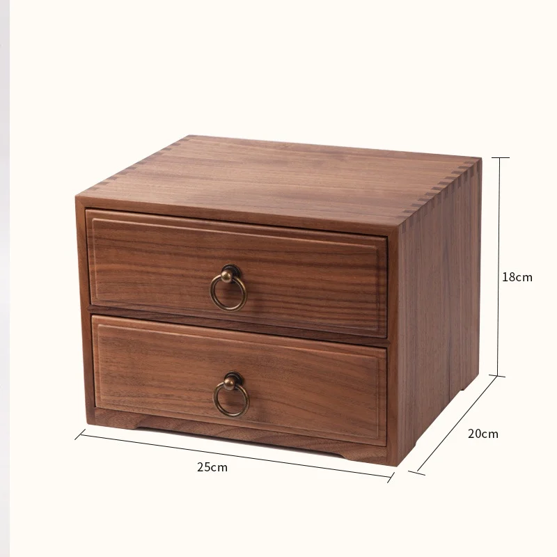 Solid Wood Storage Organizer, Two Layer Vintage Jewelry Box, Antique Desktop Display Case, Home Decor Accent Piece