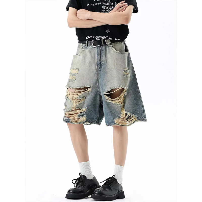 

Summer Women Abi American Ripped Jeans Shorts Kpop 2000s Aesthetic Baddie Style Gyaru Denim Pants Grunge Y2k Japanese