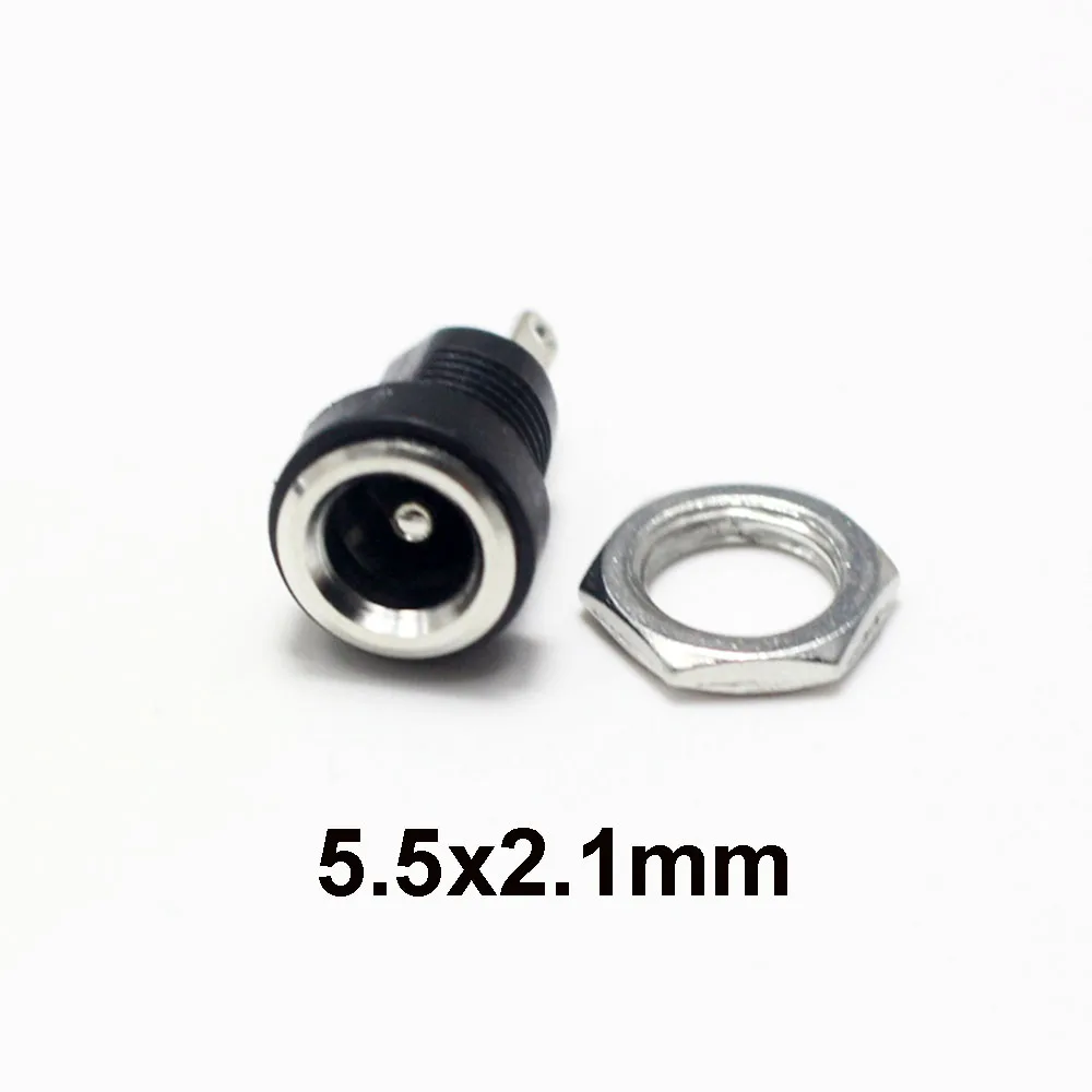 DC022B 3A12V 5.5 x 2.1 3.5x1.3 5.5*2.5mm DC Power Jack Supply Socket Connector DC Female 2Pin Panel Mount Connector Plug Adapter