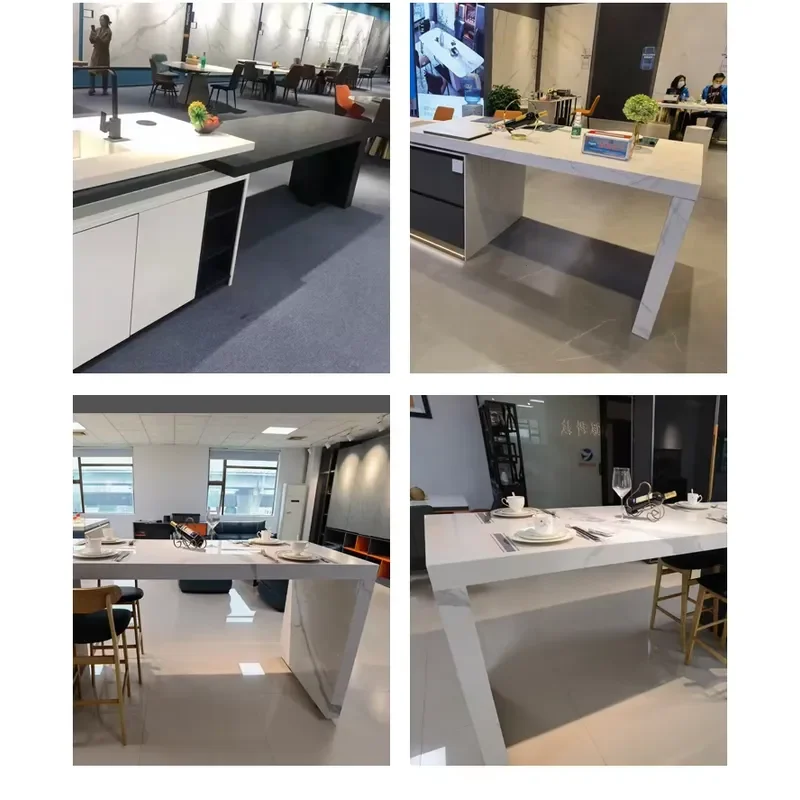 F Open Kitchen Dining Table Counter Pull-out Telescopic Rock Slab Centre Island bar Extension Linear Slides Heavy Rails