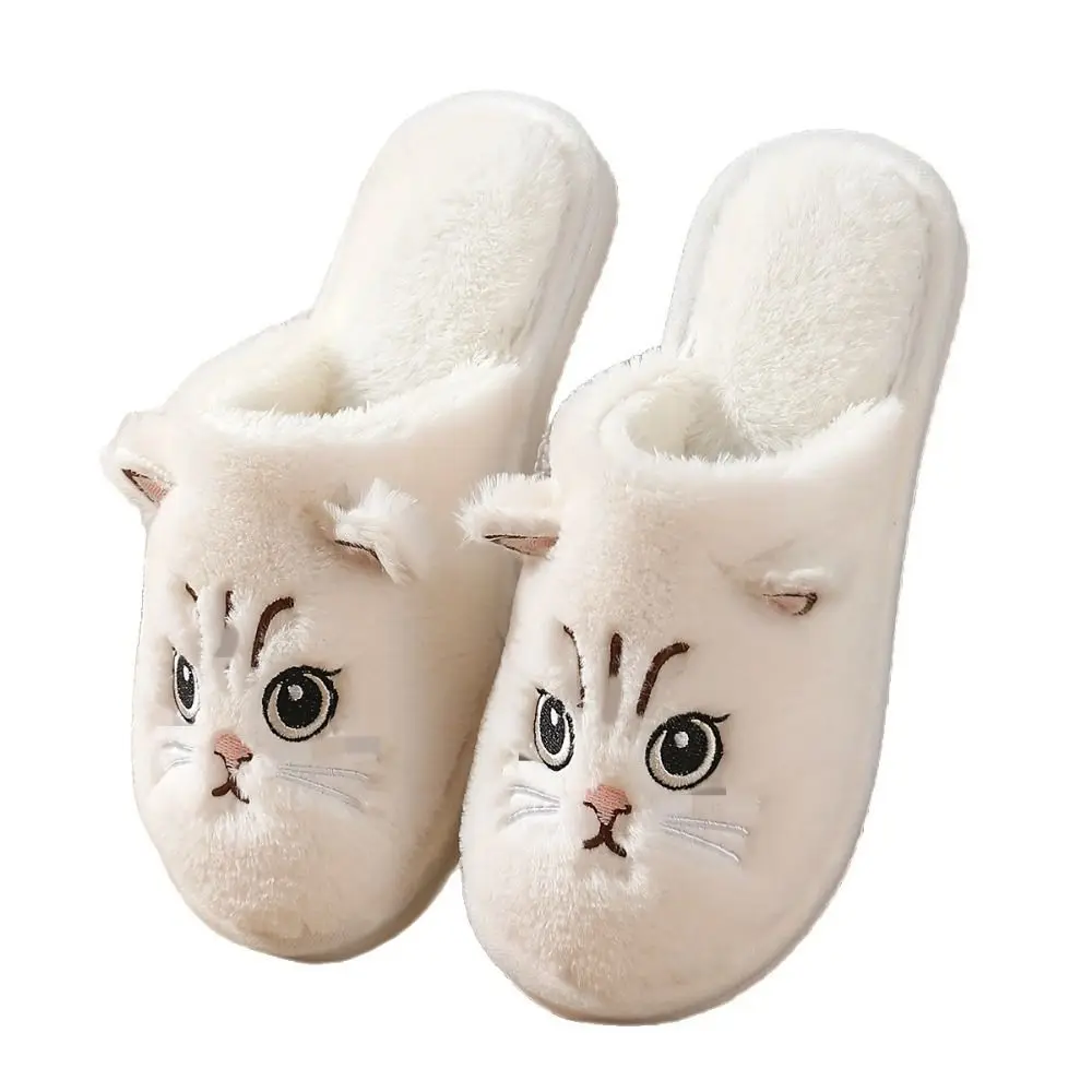 Katzenmuster-Druck Winter-Hausschuhe Weiche Stoff-Antirutsch-Paar-Hausschuhe Bequeme Flauschige Textur-Hausschuhe – Detail 2