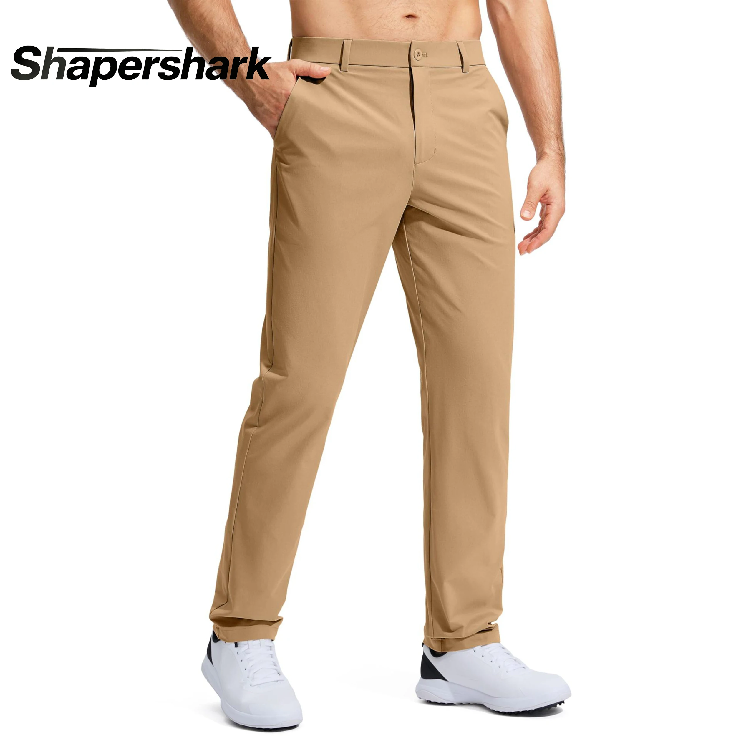 Men's Casual Pants: Breathable, Solid-Color, Stretch, Everyday, Commute, Golf, Business, Summer/Fall, Cropped, Straight-Leg