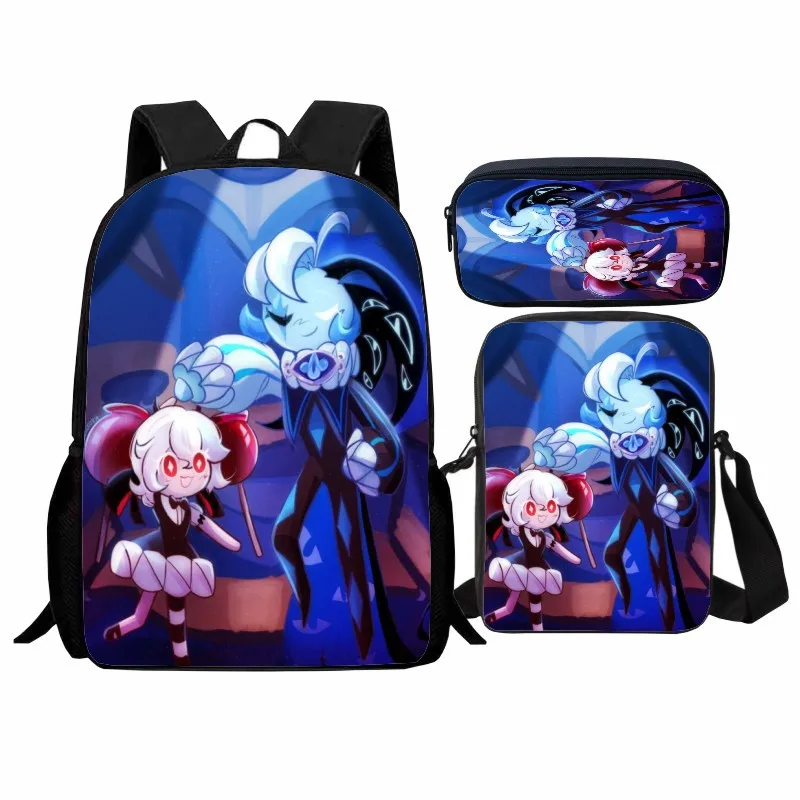 Printed CookieRun Kingdom student backpack three piece set cartoon backpack shoulder bag pencil case