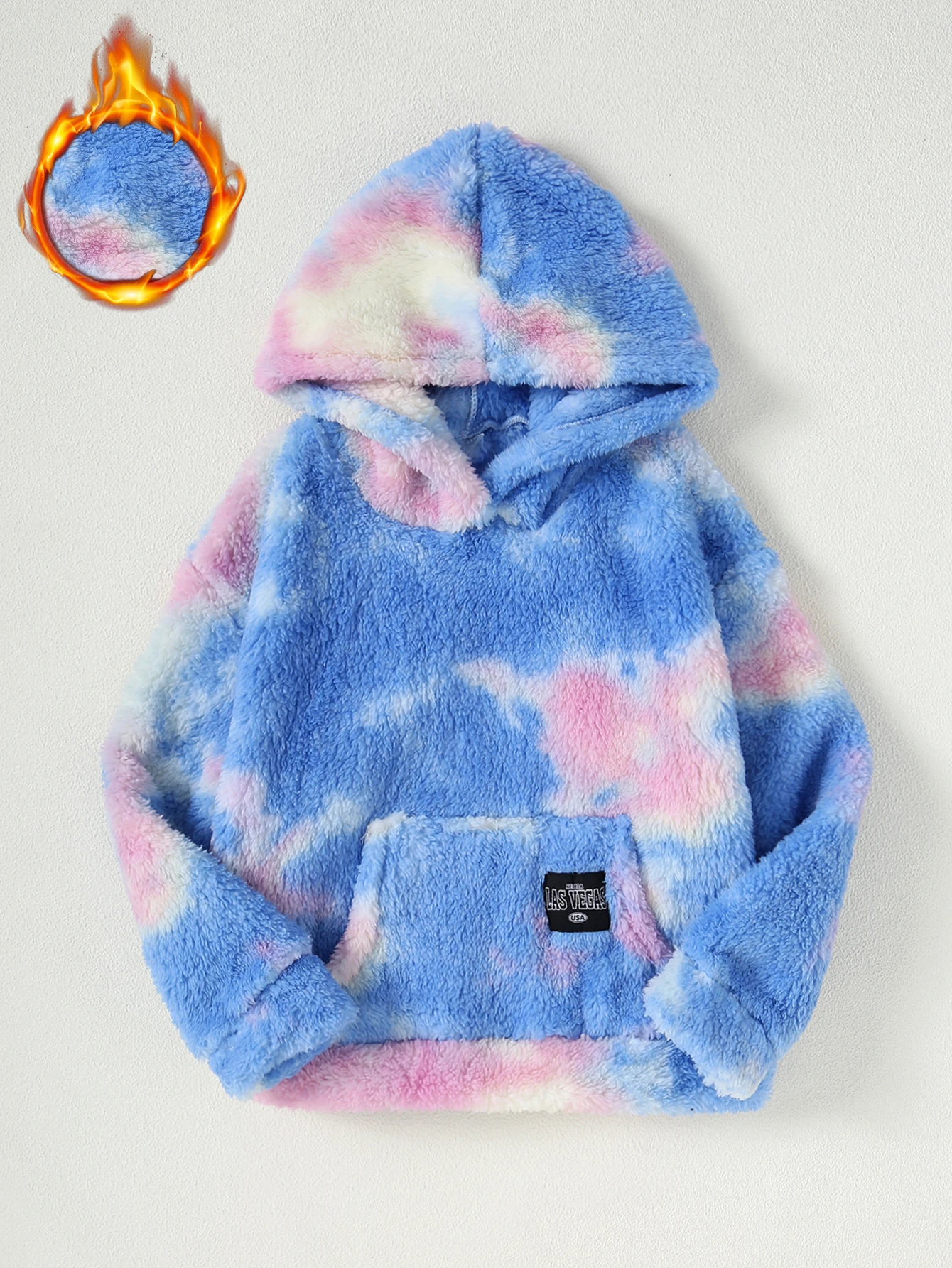 Girls\' Hoodie For Autumn And Winter Coral Fleece Sweet Tie Dye Pullover Comfortable And Warm Cute Casual Top Hoodie