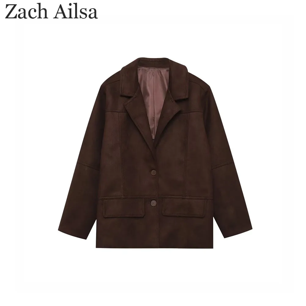 

Autumn new product women's clothing high-level sense commuting fashion leather suede loose suit jacket