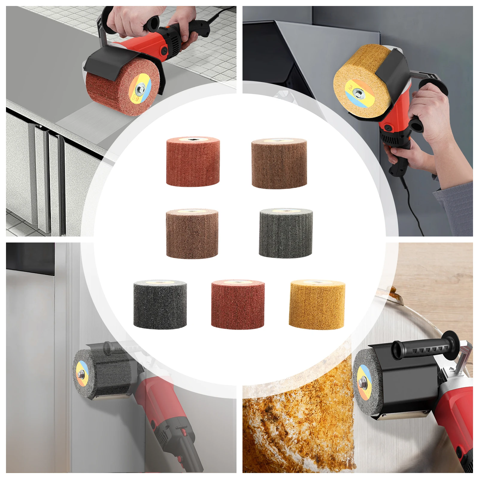 

7Pcs Polishing Drawing Wheel Brush Drum Grinding Burnishing Buffer Wheel Tool