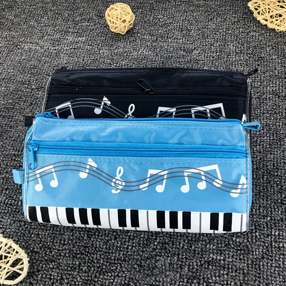 

2 Pcs Music Stationery Bag Portable Pencil Pouch for School Cloth Musical Case Bags Notes Piano