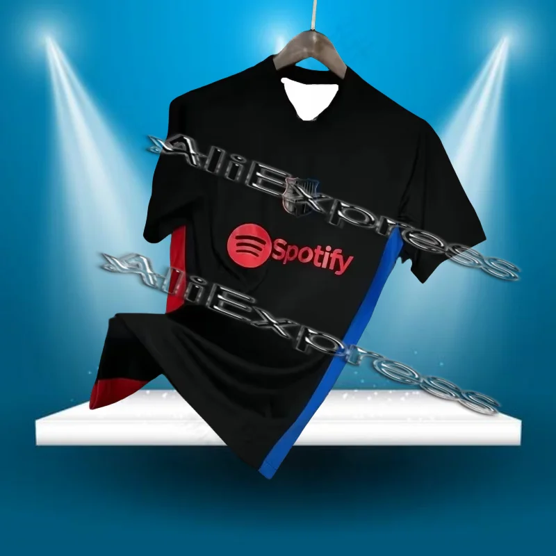 24/25 Barcelona-Trikot, Barcelona-Trikot, Auswärtstrikot, kurzärmeliges Moto-T-Shirt für Match-Sportarten