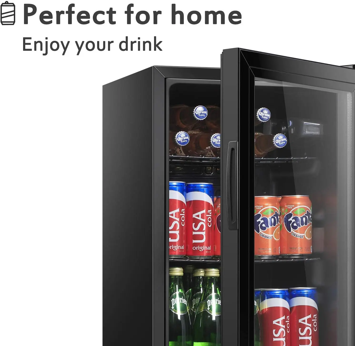 3.2 cu.ft Beverage Refrigerator Cooler, Mini Fridge with Glass Door for Beer Soda or Wine, Perfect for Home,Bar, Office