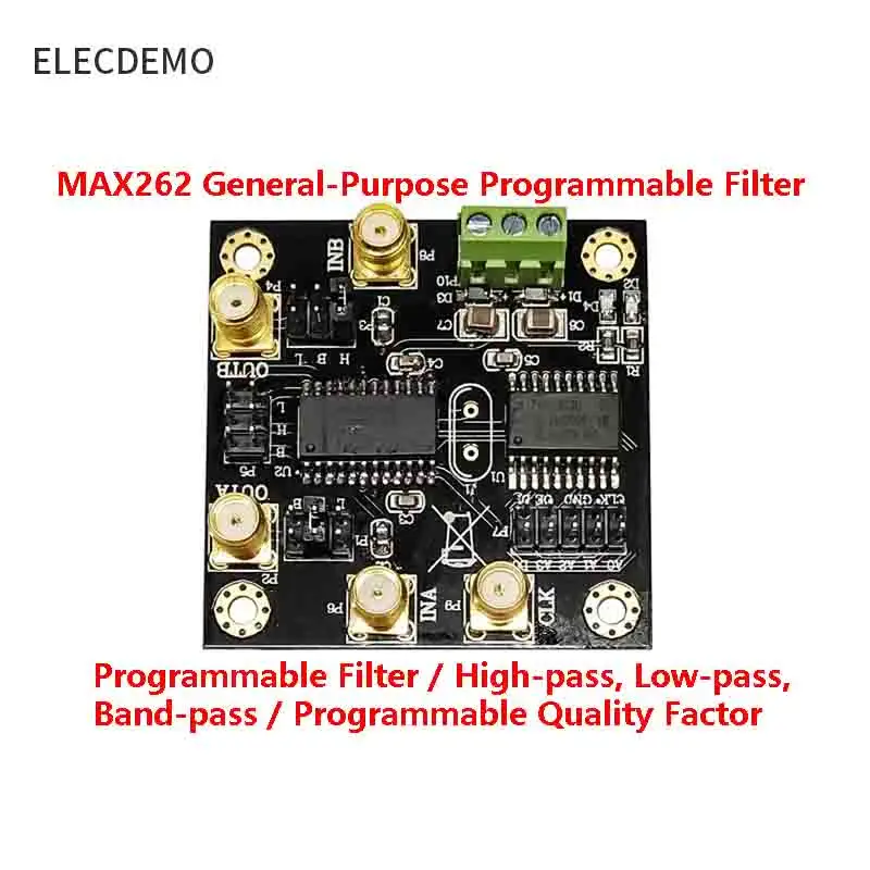 MAX262 Precision Programmable Switched-Capacitor Filter Module, BP/HP/LP, MCU Ctrl Center Freq & Q, Dual Ch, DIY