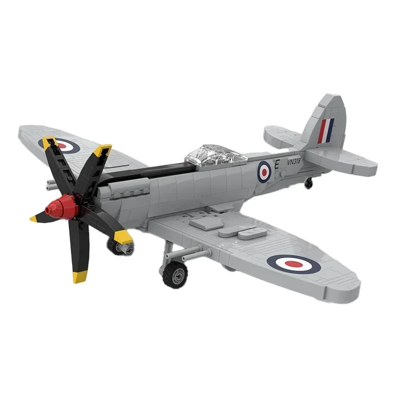 Moc Building Blocks Military Series 1:35 Scale Spitfire F MK.24 Model Technology Aircraft Bricks DIY Assembly Fighter Toys Gifts view 2