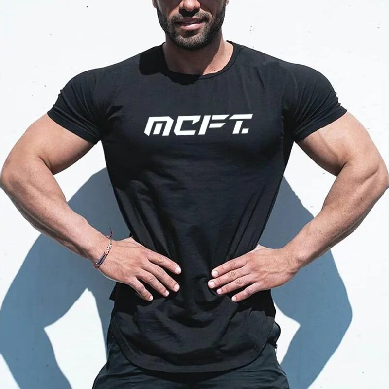 Mens Slim Fit Running T-shirts Summer O-neck Quick-drying Sports Short Sleeve T Shirts Elastic Gym Fitness Trainning Clothing