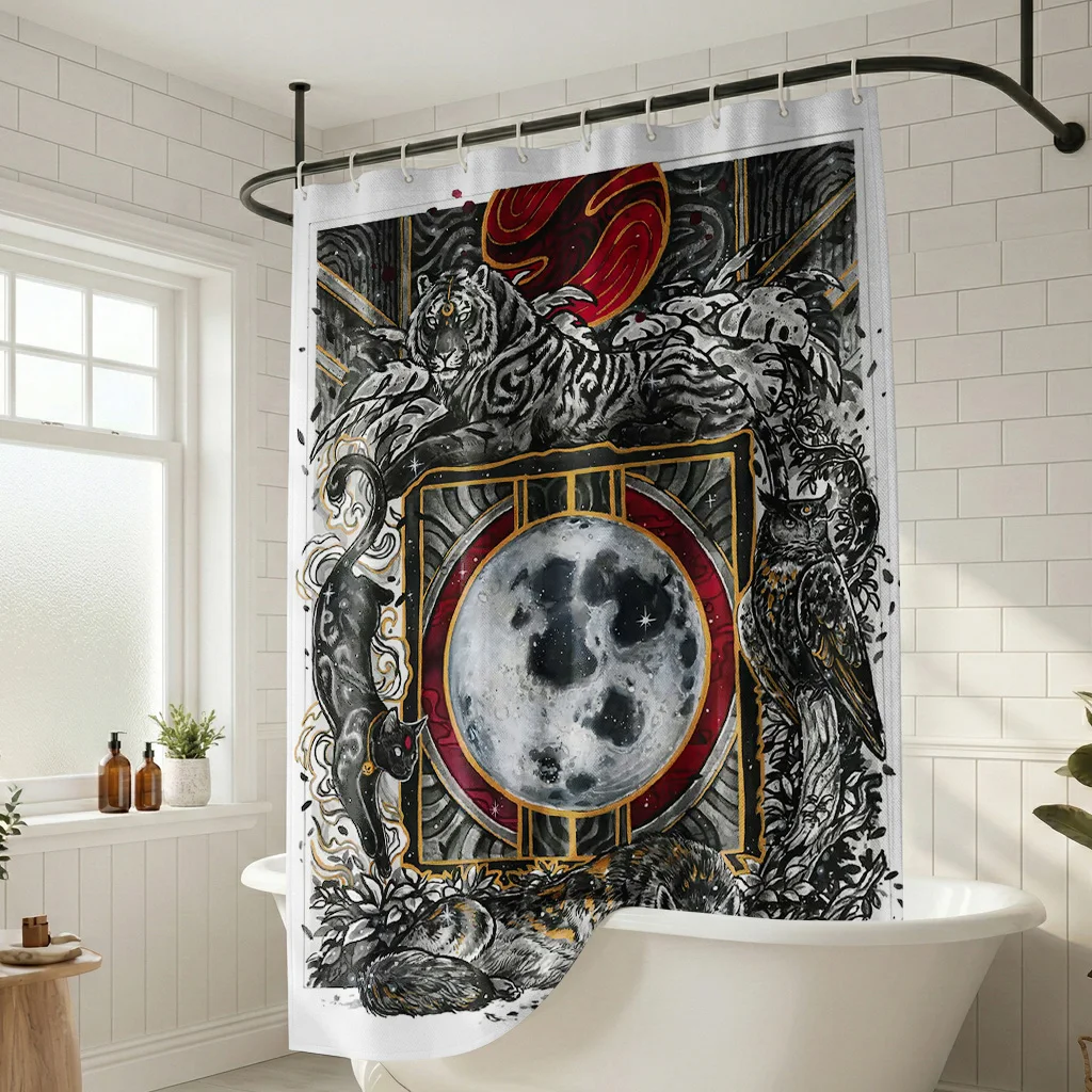 

Мистическая занавеска для душа с изображением животных - Креативный коврик с дизайном тигра, кошки, совы - Декоративная занавеска для ванной комнаты и дома