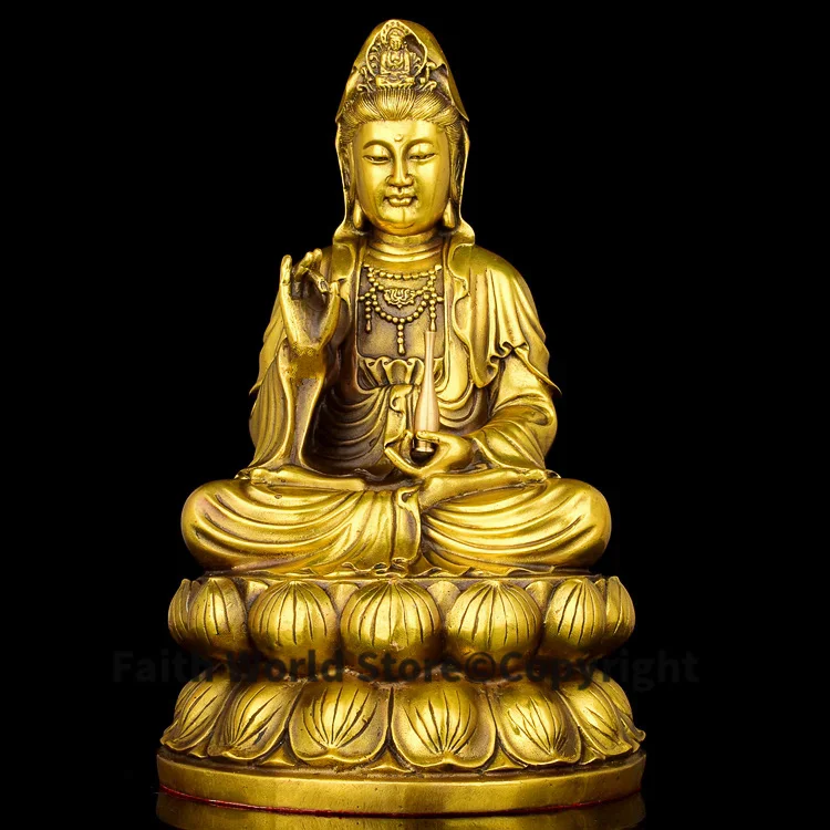 Special Offer # 2024 home TOP protective-efficacious Talisman office Protection Guan yin Buddha FENG SHUI Brass statue