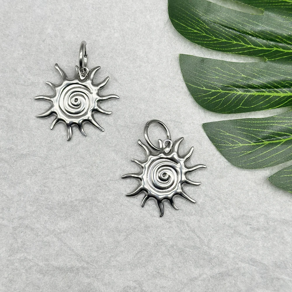 Stainless Steel Modernist Celestial Spiral Sun Hoop Earrings Boho Swirl Sunburst Statement Earrings for Women