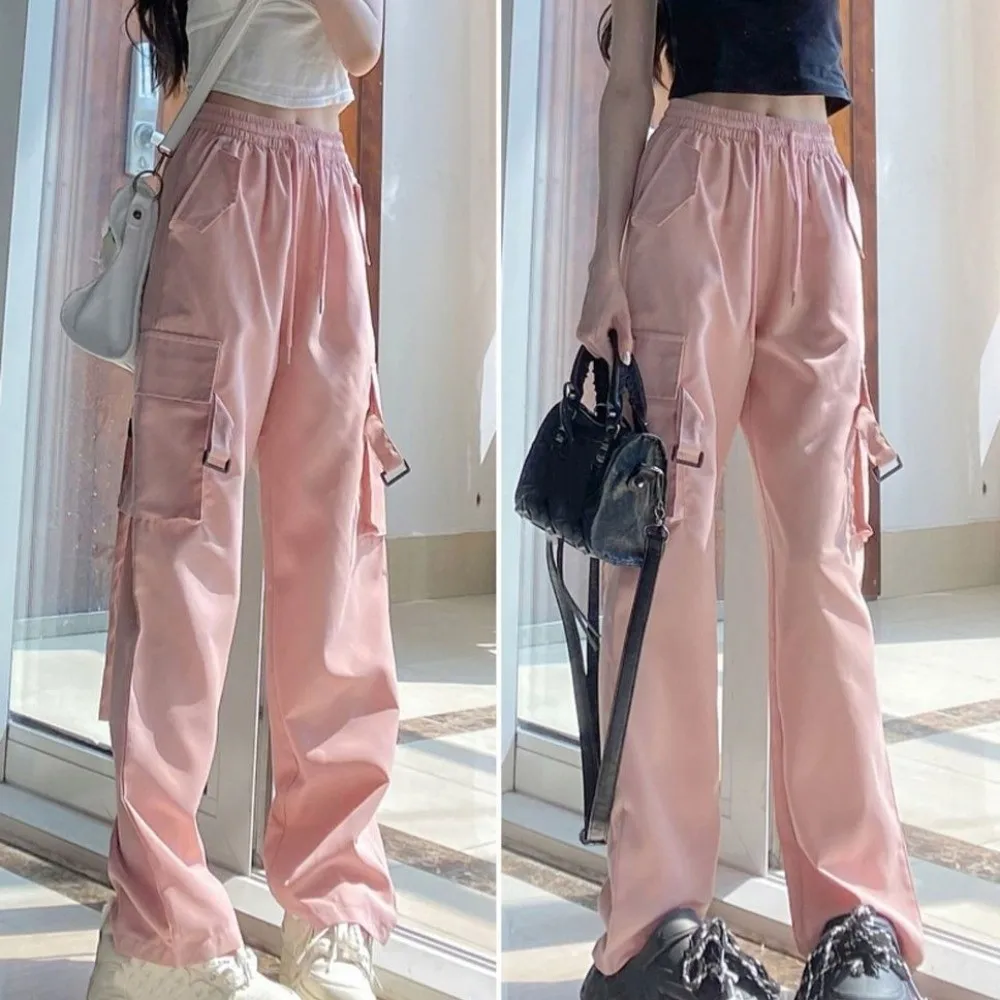 Casual Large Pocket Baggy Cargo Pants American Vintage Y2K Wide Leg Sweatpants Multi-pockets Oversized Women Trousers Dancing