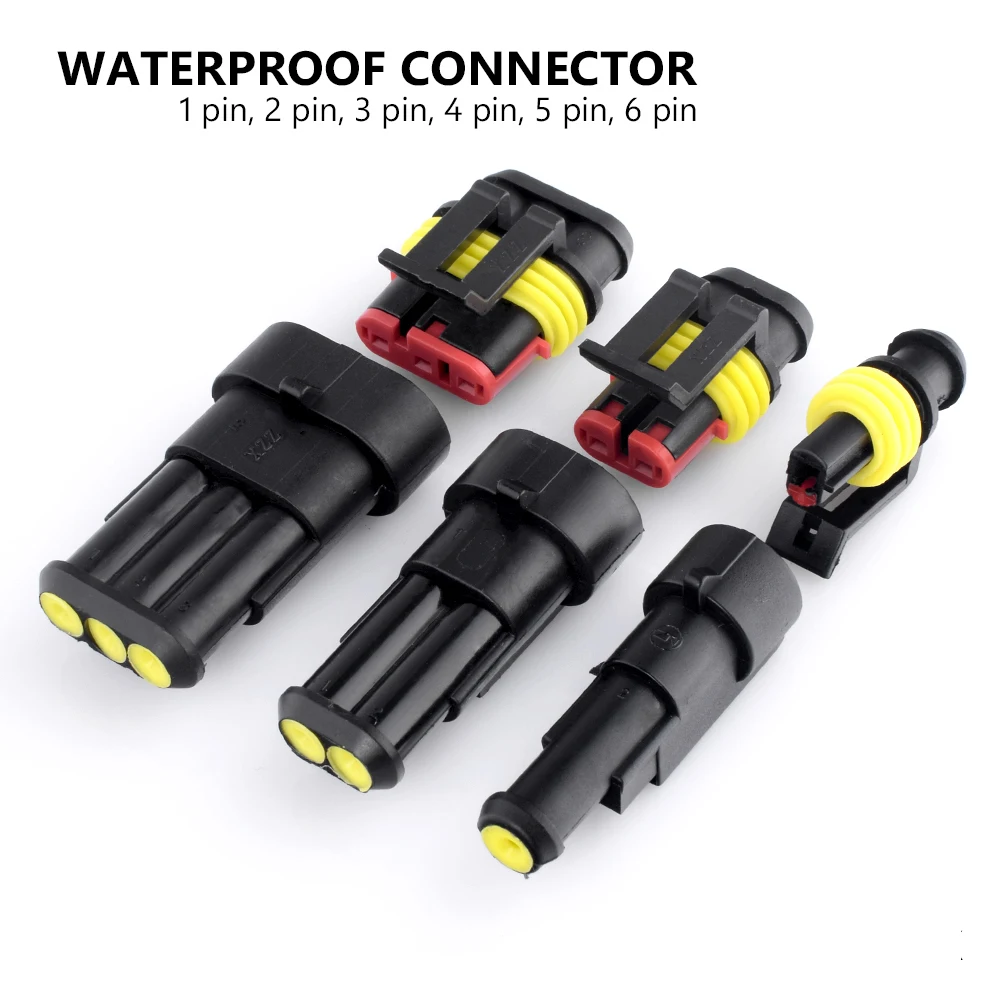 5Pcs/Set Waterproof Connector Plug 1/2/3/4/5/6 Pins Way AMP Super Seal IP68 Electrical Automotive Wire Plug Car Terminals Truck