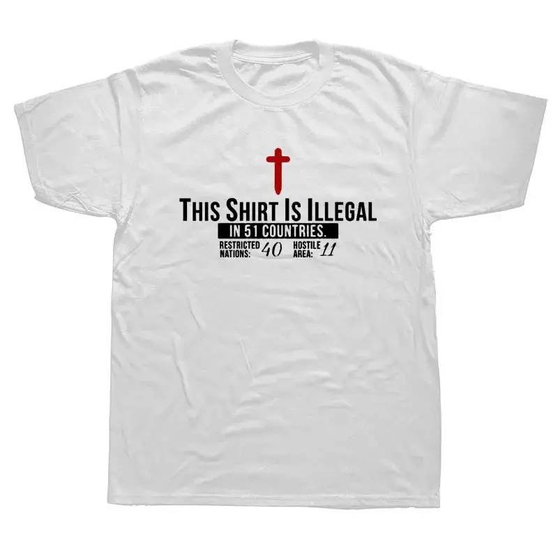 Men's Funny 'This Shirt Is Illegal Pray' T-shirt Christian JES Hand-Painted Customized Clothing Unique Design Unisex Top