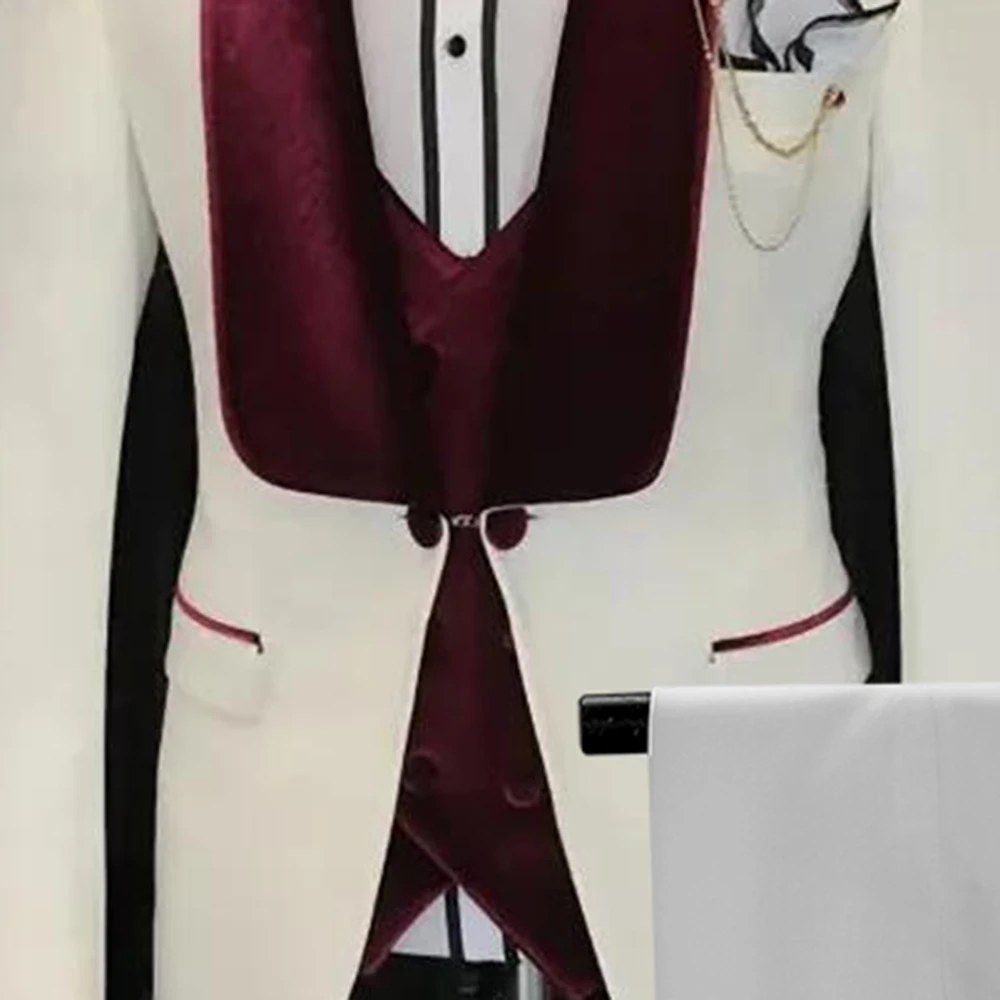 Blazer Suit For Men 3 Piece Outfit Set Suits High Quality 2024 Pants Party Wedding Tuxedo Jackets Vest Costume Beige Fashion Rad