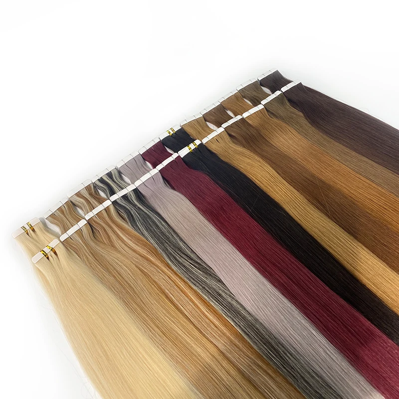 Straight Tape In Hair Extensions 100% Human Hair Skin PU Weft Tape in Hair Extensions Adhesive All Color Real Mega Hair 28 Inch