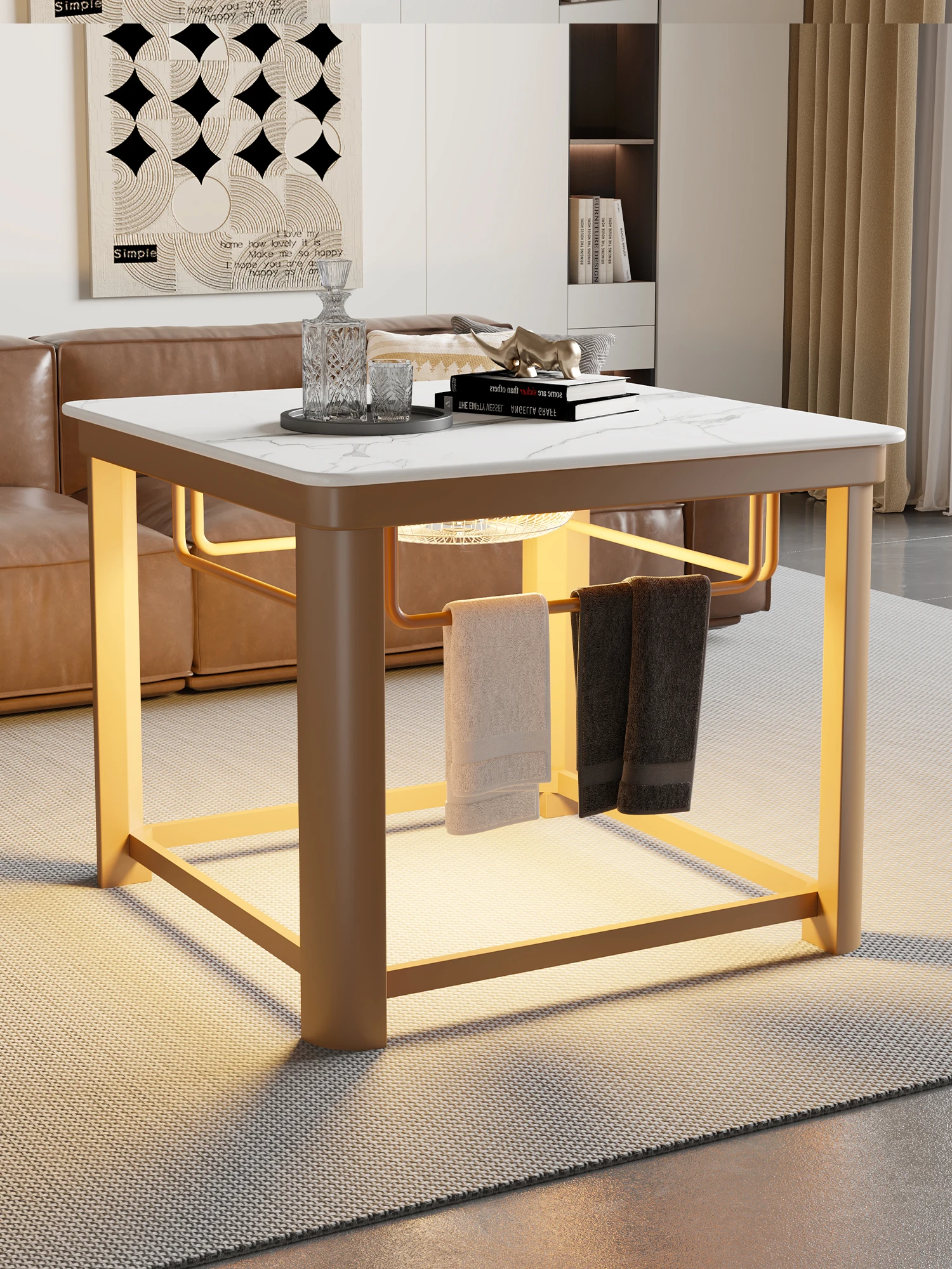 

Complete heating table frame with simple folding square shape