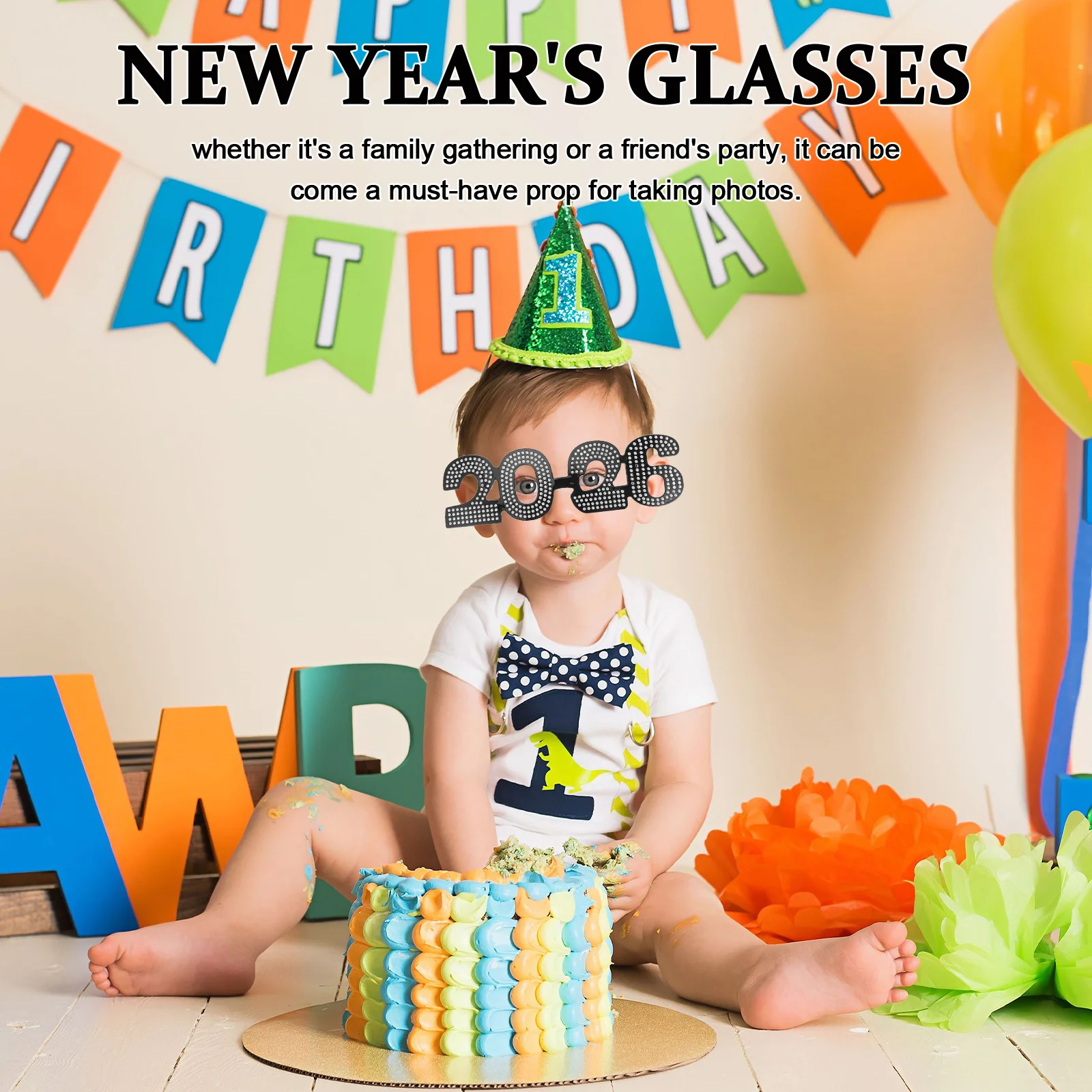 

4Pcs 2026 Party Eyeglasses Glitter Number New Year Eve Photo Booth Props Fun Eyewear New Year 2026 Eyeglasses Photo Prop