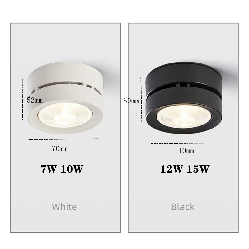 Dimmable LED Downlight Living Room Bedroom Surface Mounted Downlight Ceiling Light Spotlight 7W 10W 12W 15W AC220V AC110V