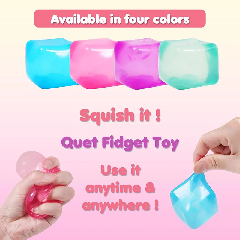 Cubos de hielo blandos de 4 colores, juguetes blandos, bolas para aliviar el estrés, juguete sensorial de rebote lento para niños, recuerdos de fiesta, regalos de cumpleaños
