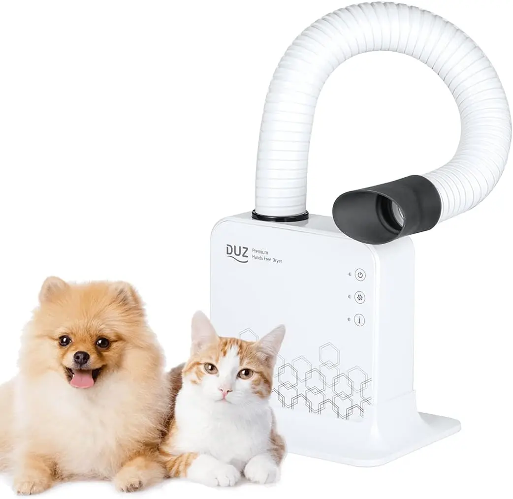 Quiet Hands-Free Pet Dryer: Low-Noise Dog Grooming Tool, Reduces Stress for Small Dogs and Cats with 1-Year Warranty