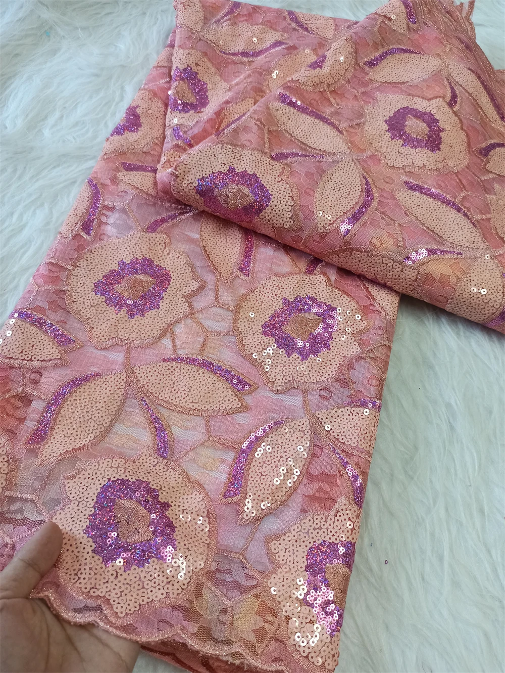 

Latest African Lace Fabric 2025 High Quality,Fabrics By The Meters,Sequin,Tulle,Wedding Dresses,Embroidery,Mesh,Cloth,5 Yards