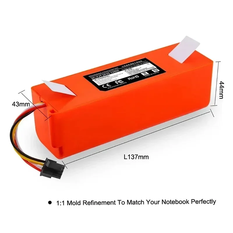 

14.4V Vacuum Cleaner Battery 6500mAh For Xiaomi Robot Roborock S50 S51 S55 Accessory Spare Parts li-ion battery replace