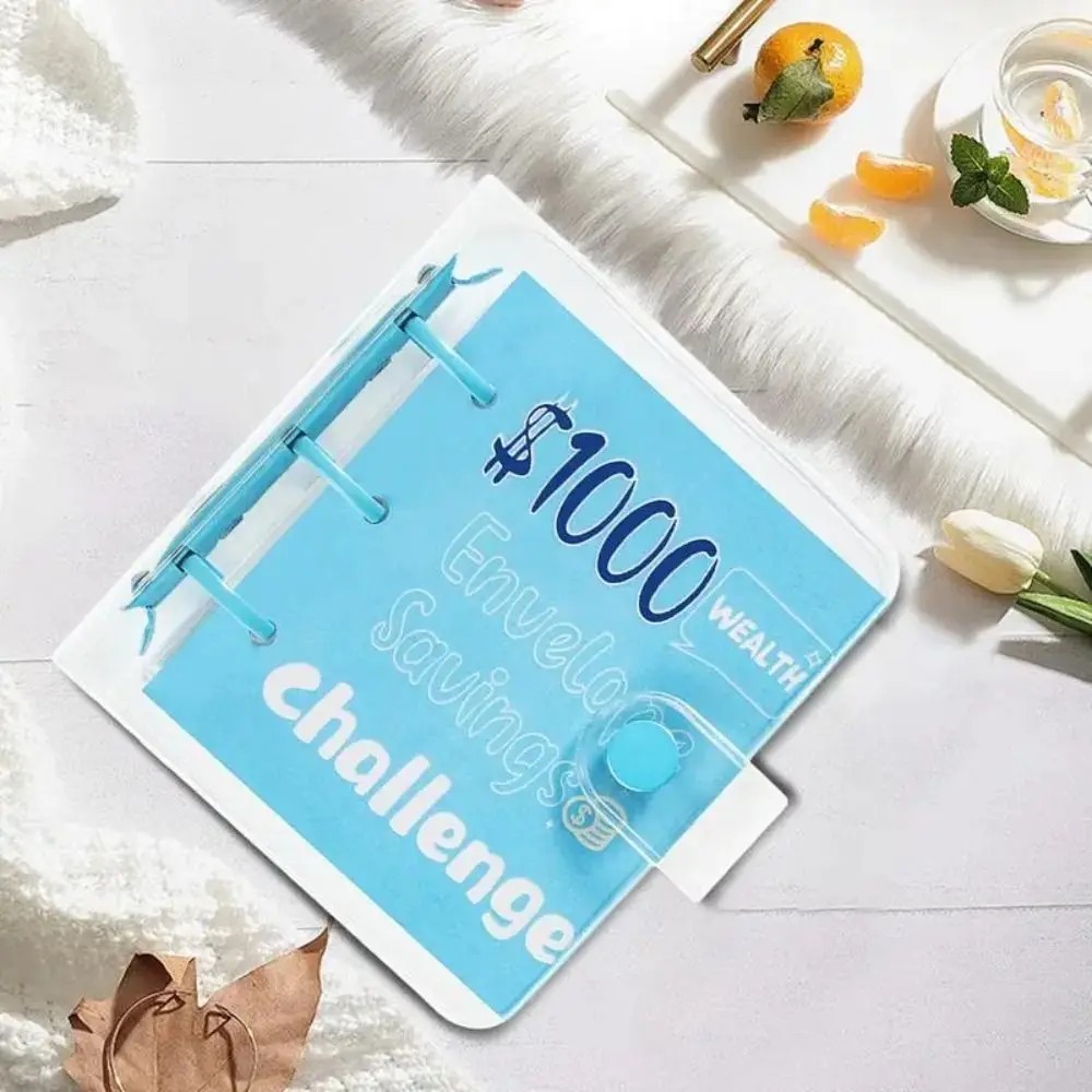 Fun Way Mini Money Saving Binder PVC Cash Envelopes Mini Budget Binder Colorful $150/300/500/1000 Savings Challenges Book