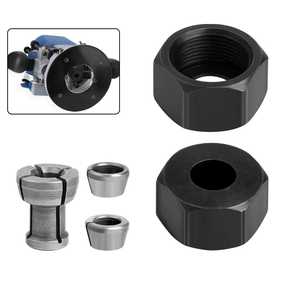 Pinça Chuck Adaptador com Porca Gravura Máquina de Corte Roteador Elétrico Fresa Acessórios M17 6.35 mm