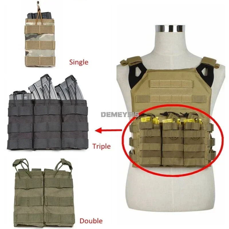 1000D Nylon Single / Double / Triple Magazine Pouch Tactical M4 Pouch Molle Paintball Airsoft Magazine Pouch