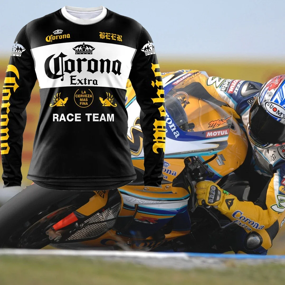 

Classic Vintage Motorcycle T-Shirt Corona Racing Short Sleeve Men's Comfortable Casual Breathable Sweat Absorbing T-Shirt