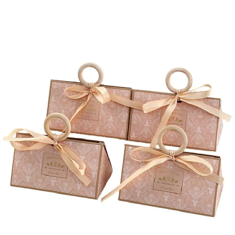 20/30PCS Candy Box Wood Handle Thank You Packaging Wedding Bridal Kid Gift For Guest Baby Shower Birthday Party Favors Supplies