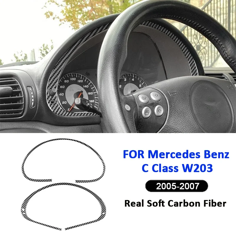 

Carbon fiber car console dashboard screen frame decorative strip sticker, suitable for Mercedes Benz C-Class W203 2005-2007
