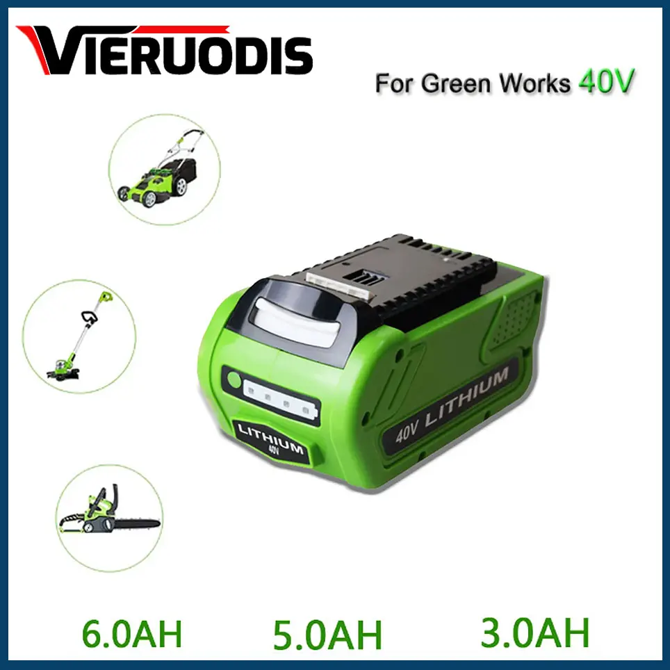 For GreenWorks 29462 40V 6000mAh Rechargeable Battery For 29462 29472 29282 G-MAX Replacement Lawn Mower Power Tools Battery