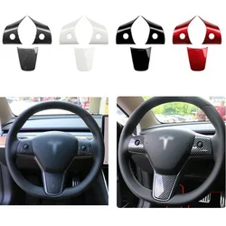 For Tesla Steering Wheel Model 3 Model Y Trim Of ABS Carbon Fiber Matte For Tesla 2022/2023 Interior Modified Accessorie Worldmu
