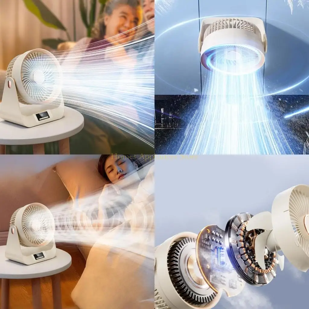 

D0AB 10000mAh Table Air Circulators Fan for Home Bedroom Strong Fan Adjustable Low Noise Desk Fan for Office Kitchen