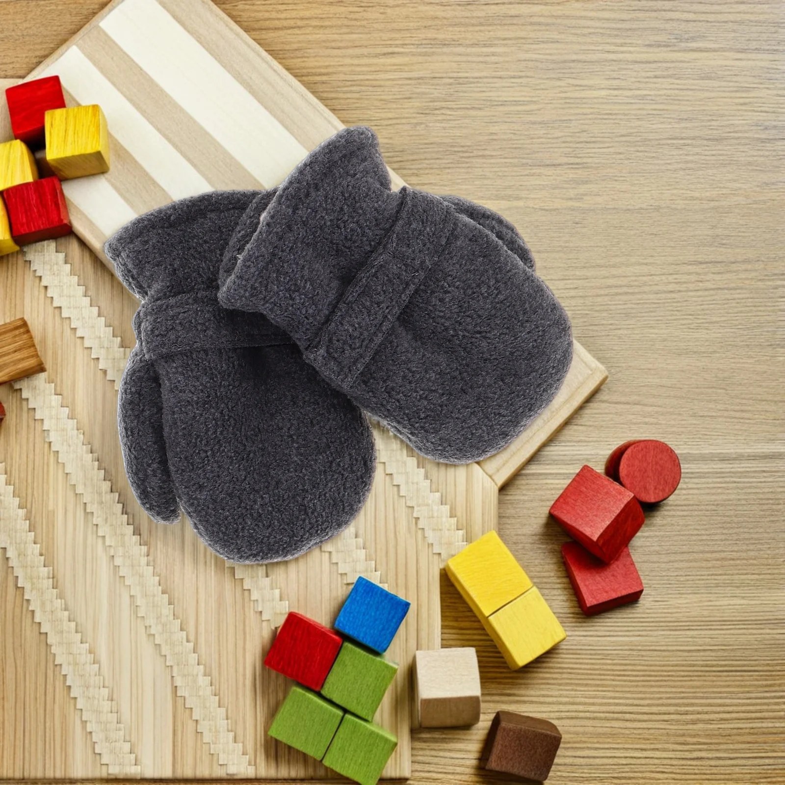 2 أزواج من القفازات الحرارية للأطفال سميكة مبطنة بالصوف قفازات الثلج آمنة بحلقة ربط مناسبة للأنشطة الشتوية #4