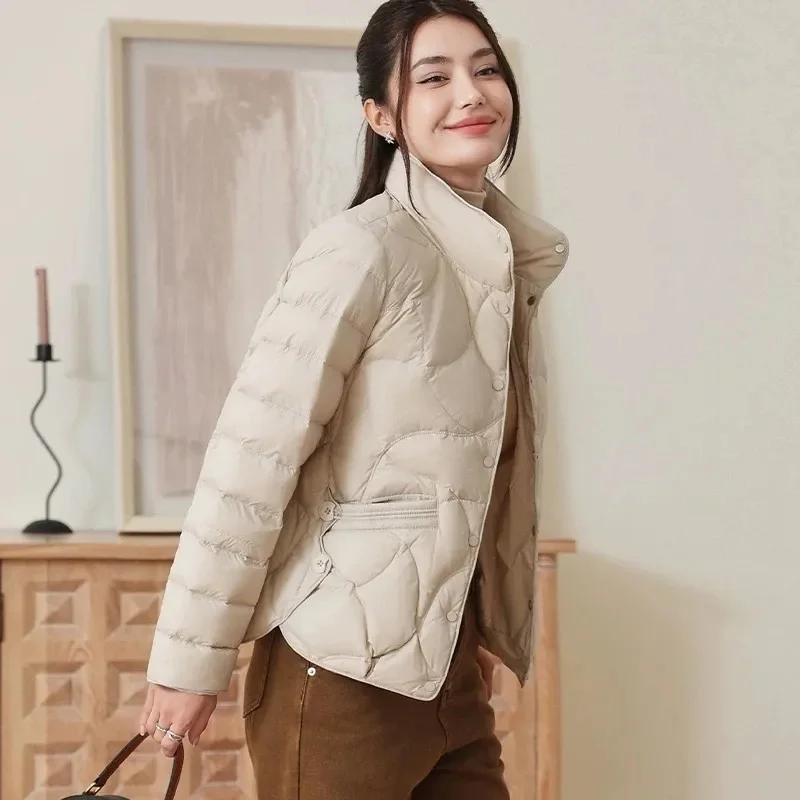 

Autumn Winter Women Fashion Stand Collar Down Coat Ultra Light 90% White Duck Down Jacket Windproof Female Feather Puffer Parkas